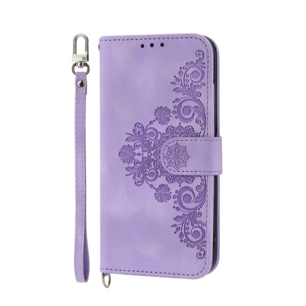 Tel1 Xiaomi Poco X6 Pro 5G Skin-Feel Flowers Embossed Θήκη Βιβλίο - Purple