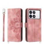 Tel1 Xiaomi Poco X6 Pro 5G Skin-Feel Flowers Embossed Θήκη Βιβλίο - Pink