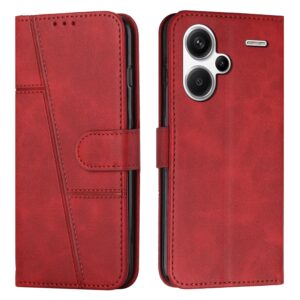 Tel1 Xiaomi Redmi Note 13 Pro Plus 5G Stitching Calf Texture Buckle Θήκη Βιβλίο - Red