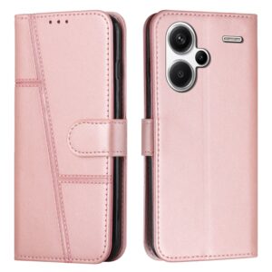 Tel1 Xiaomi Redmi Note 13 Pro Plus 5G Stitching Calf Texture Buckle Θήκη Βιβλίο - Pink