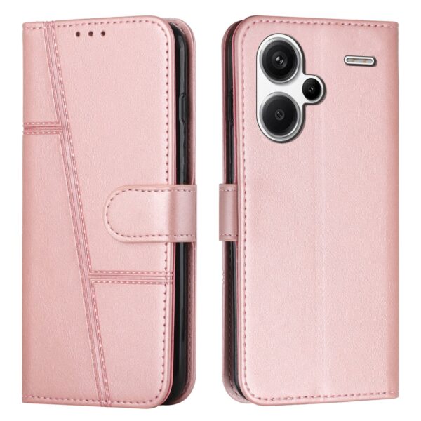 Tel1 Xiaomi Redmi Note 13 Pro Plus 5G Stitching Calf Texture Buckle Θήκη Βιβλίο - Pink