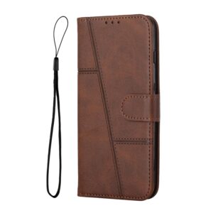 Tel1 Xiaomi Redmi Note 13 Pro Plus 5G Stitching Calf Texture Buckle Θήκη Βιβλίο - Brown