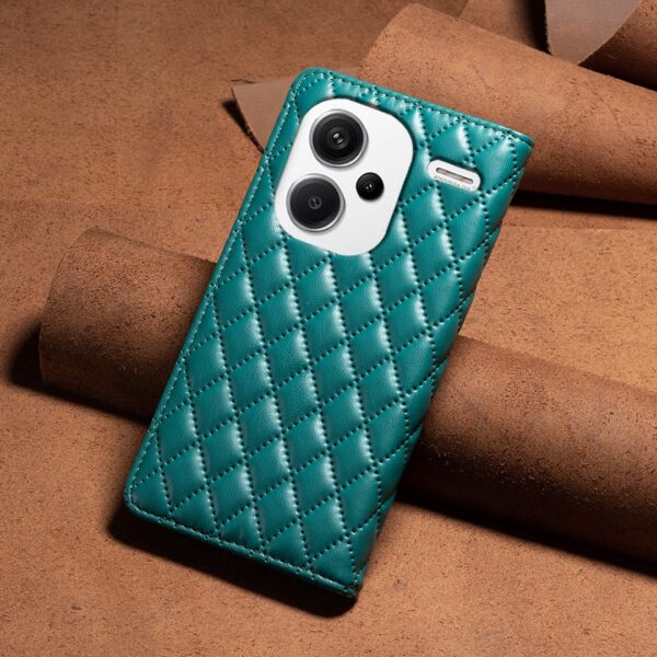 Tel1 Xiaomi Redmi Note 13 Pro Plus 5G Premium Diamond Lattice Magnetic Flip Θήκη Βιβλίο - Green
