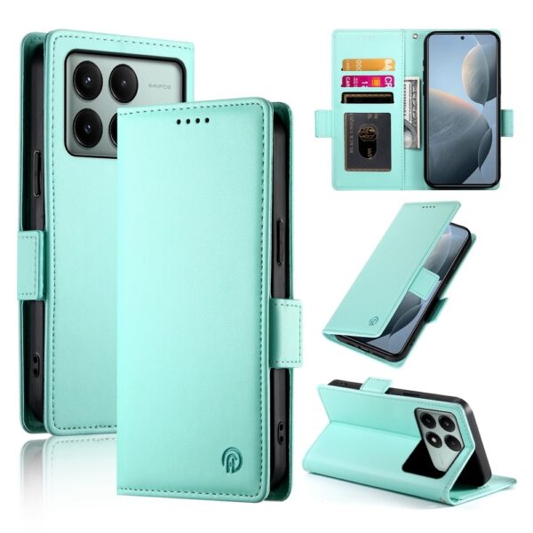 Tel1 Xiaomi Poco X6 Pro 5G Global Side Buckle Θήκη Βιβλίο - Mint Green