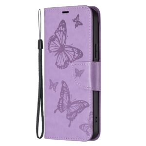 Tel1 Xiaomi Redmi Note 13 Pro 4G / Xiaomi Poco M6 Pro 4G Butterflies Embossing Θήκη Βιβλίο - Purple