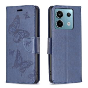 Tel1 Xiaomi Redmi Note 13 Pro 4G / Xiaomi Poco M6 Pro 4G Butterflies Embossing Θήκη Βιβλίο - Blue