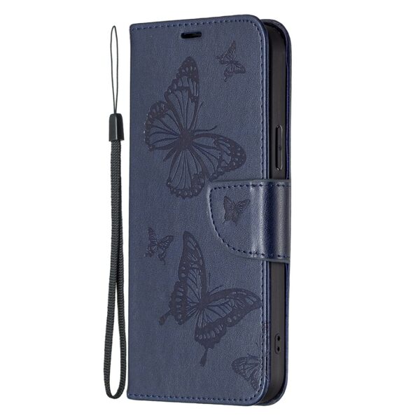 Tel1 Xiaomi Redmi Note 13 Pro 4G / Xiaomi Poco M6 Pro 4G Butterflies Embossing Θήκη Βιβλίο - Blue