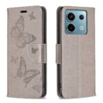Tel1 Xiaomi Redmi Note 13 Pro 4G / Xiaomi Poco M6 Pro 4G Butterflies Embossing Θήκη Βιβλίο - Grey