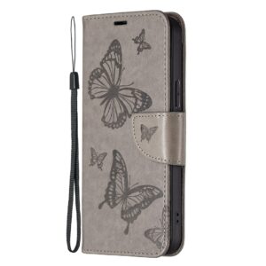 Tel1 Xiaomi Redmi Note 13 Pro 4G / Xiaomi Poco M6 Pro 4G Butterflies Embossing Θήκη Βιβλίο - Grey