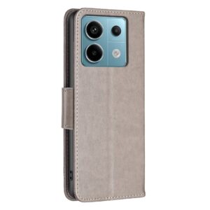 Tel1 Xiaomi Redmi Note 13 Pro 4G / Xiaomi Poco M6 Pro 4G Butterflies Embossing Θήκη Βιβλίο - Grey