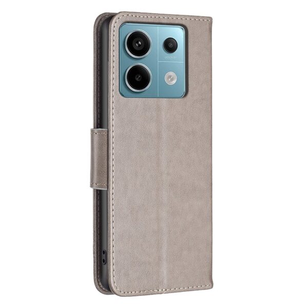Tel1 Xiaomi Redmi Note 13 Pro 4G / Xiaomi Poco M6 Pro 4G Butterflies Embossing Θήκη Βιβλίο - Grey