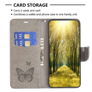 Tel1 Xiaomi Redmi Note 13 Pro 4G / Xiaomi Poco M6 Pro 4G Butterflies Embossing Θήκη Βιβλίο - Grey