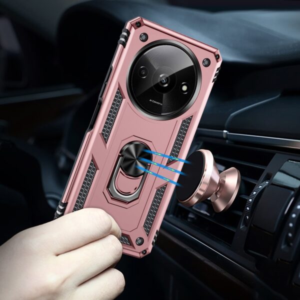 Forcell Xiaomi Redmi A3 Ring Holder Σκληρή Θήκη - Rose Gold