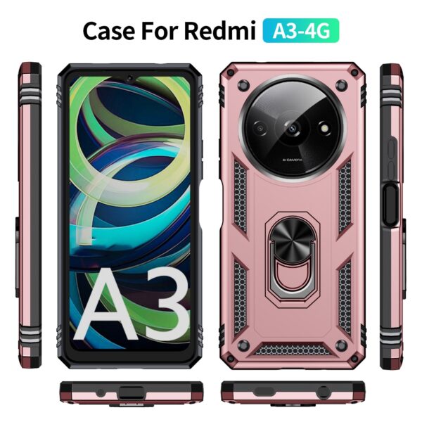 Forcell Xiaomi Redmi A3 Ring Holder Σκληρή Θήκη - Rose Gold