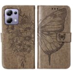 Tel1 Xiaomi Redmi Note 13 Pro 4G/ Xiaomi Poco M6 Pro 4G Embossed Butterfly Θήκη Βιβλίο - Dark Grey