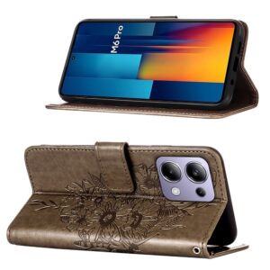 Tel1 Xiaomi Redmi Note 13 Pro 4G/ Xiaomi Poco M6 Pro 4G Embossed Butterfly Θήκη Βιβλίο - Dark Grey