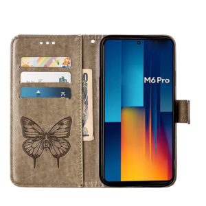 Tel1 Xiaomi Redmi Note 13 Pro 4G/ Xiaomi Poco M6 Pro 4G Embossed Butterfly Θήκη Βιβλίο - Dark Grey