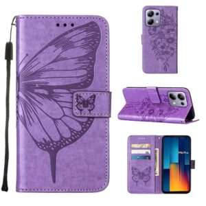 Tel1 Xiaomi Redmi Note 13 Pro 4G/ Xiaomi Poco M6 Pro 4G Embossed Butterfly Θήκη Βιβλίο -Purple