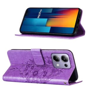 Tel1 Xiaomi Redmi Note 13 Pro 4G/ Xiaomi Poco M6 Pro 4G Embossed Butterfly Θήκη Βιβλίο -Purple
