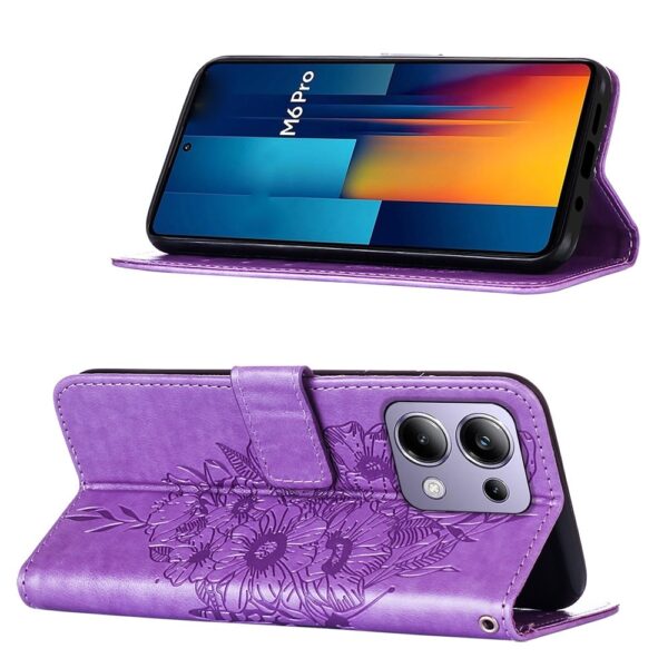 Tel1 Xiaomi Redmi Note 13 Pro 4G/ Xiaomi Poco M6 Pro 4G Embossed Butterfly Θήκη Βιβλίο -Purple
