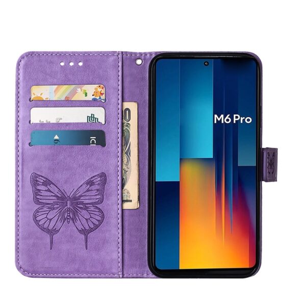 Tel1 Xiaomi Redmi Note 13 Pro 4G/ Xiaomi Poco M6 Pro 4G Embossed Butterfly Θήκη Βιβλίο -Purple