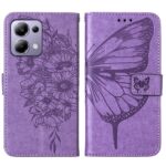 Tel1 Xiaomi Redmi Note 13 Pro 4G/ Xiaomi Poco M6 Pro 4G Embossed Butterfly Θήκη Βιβλίο -Purple