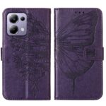 Tel1 Xiaomi Redmi Note 13 Pro 4G / Poco M6 Pro 4G Embossed Butterfly Θήκη Βιβλίο - Dark Purple