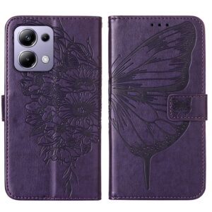 Tel1 Xiaomi Redmi Note 13 Pro 4G / Poco M6 Pro 4G Embossed Butterfly Θήκη Βιβλίο - Dark Purple