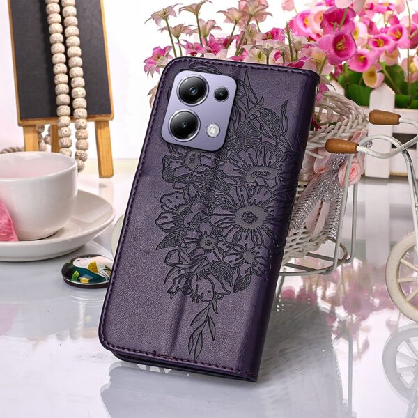 Tel1 Xiaomi Redmi Note 13 Pro 4G / Poco M6 Pro 4G Embossed Butterfly Θήκη Βιβλίο - Dark Purple