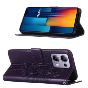 Tel1 Xiaomi Redmi Note 13 Pro 4G / Poco M6 Pro 4G Embossed Butterfly Θήκη Βιβλίο - Dark Purple