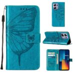 Tel1 Xiaomi Redmi Note 13 Pro 4G / Poco M6 Pro 4G Embossed Butterfly Θήκη Βιβλίο - Blue