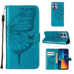 Tel1 Xiaomi Redmi Note 13 Pro 4G / Poco M6 Pro 4G Embossed Butterfly Θήκη Βιβλίο - Blue