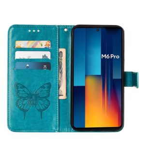 Tel1 Xiaomi Redmi Note 13 Pro 4G / Poco M6 Pro 4G Embossed Butterfly Θήκη Βιβλίο - Blue
