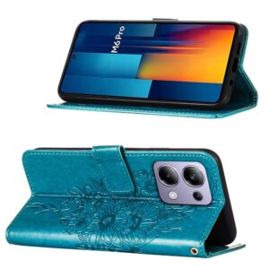 Tel1 Xiaomi Redmi Note 13 Pro 4G / Poco M6 Pro 4G Embossed Butterfly Θήκη Βιβλίο - Blue