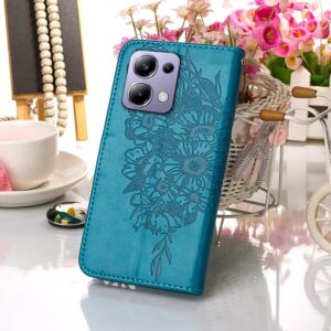 Tel1 Xiaomi Redmi Note 13 Pro 4G / Poco M6 Pro 4G Embossed Butterfly Θήκη Βιβλίο - Blue
