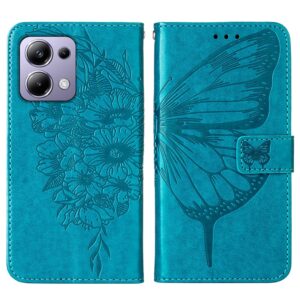 Tel1 Xiaomi Redmi Note 13 Pro 4G / Poco M6 Pro 4G Embossed Butterfly Θήκη Βιβλίο - Blue