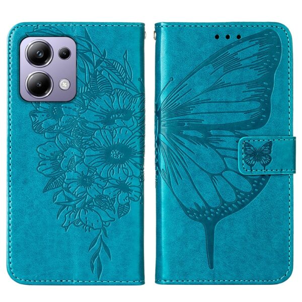 Tel1 Xiaomi Redmi Note 13 Pro 4G / Poco M6 Pro 4G Embossed Butterfly Θήκη Βιβλίο - Blue