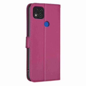 Tel1 Xiaomi Redmi 9C / Redmi 10A Four-leaf Embossed Θήκη Βιβλίο - Rose Red