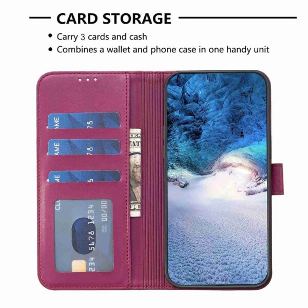 Tel1 Xiaomi Redmi 9C / Redmi 10A Four-leaf Embossed Θήκη Βιβλίο - Rose Red