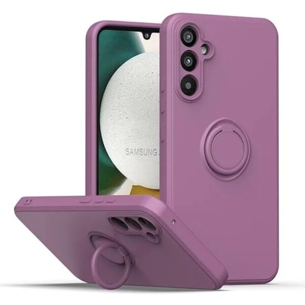 Forcell Samsung Galaxy A15 5G / A15 4G Metal Ring Holder Θήκη Σιλικόνης - Purple