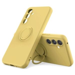 Forcell Samsung Galaxy A15 5G / A15 4G Metal Ring Holder Θήκη Σιλικόνης - Yellow