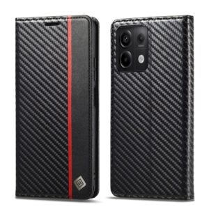 LC.IMEEKE Xiaomi Redmi Note 13 Pro 5G Carbon Fiber Texture Flip Θήκη Βιβλίο - Black
