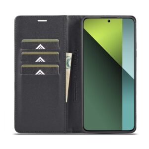 LC.IMEEKE Xiaomi Redmi Note 13 Pro 5G Carbon Fiber Texture Flip Θήκη Βιβλίο - Black