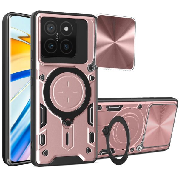 Forcell Xiaomi 14T 5G Camshield Magnetic Holder Θήκη Σκληρή - Pink