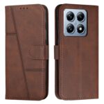 Tel1 Xiaomi 14T Pro 5G Stitching Calf Texture Buckle Θήκη Βιβλίο - Brown