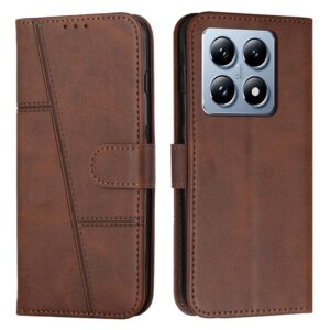 Tel1 Xiaomi 14T Pro 5G Stitching Calf Texture Buckle Θήκη Βιβλίο - Brown