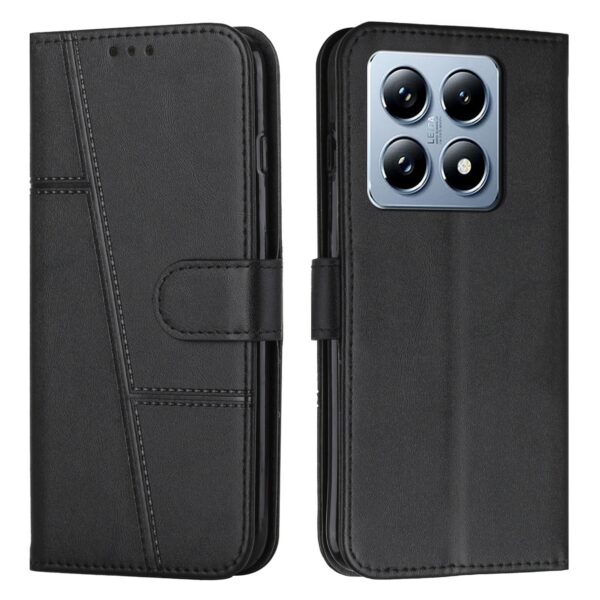 Tel1 Xiaomi 14T 5G Stitching Calf Texture Buckle Θήκη Βιβλίο - Black