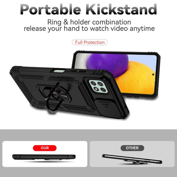 Forcell Samsung Galaxy A22 5G Sliding Camshield Holder Θήκη Σκληρή - Black