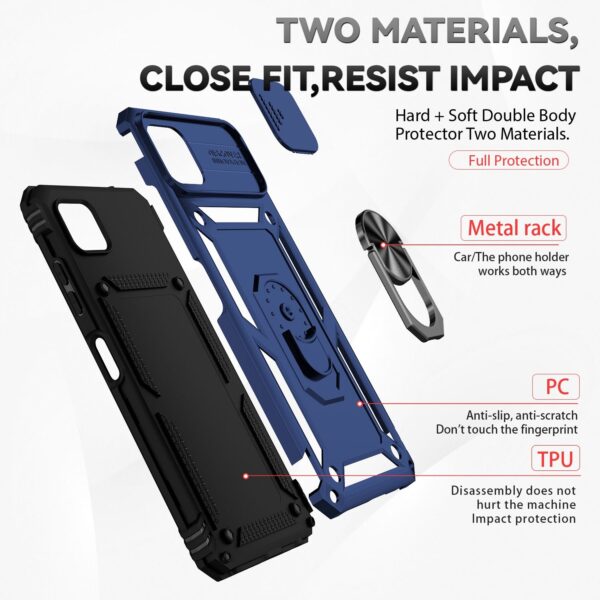 Forcell Samsung Galaxy A22 5G Sliding Camshield Holder Θήκη Σκληρή - Blue