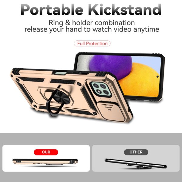 Forcell Samsung Galaxy A22 5G Sliding Camshield Holder Θήκη Σκληρή - Gold